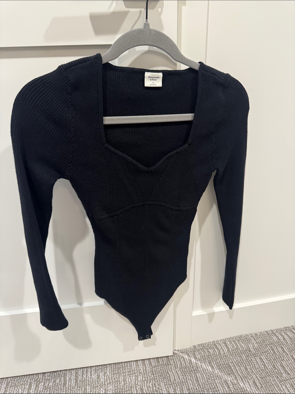 Black Long Sleeve Ribbed Bodysuit